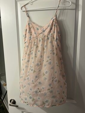 Abercrombie & Fitch Peach Floral Slip Dress with Blue Accents
